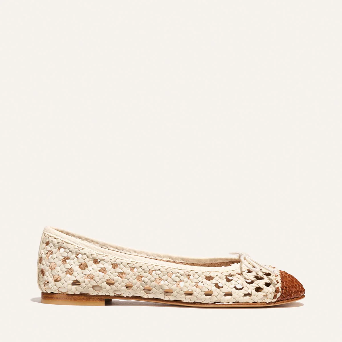 The Demi - Ecru and Saddle Woven Leather - Image 3