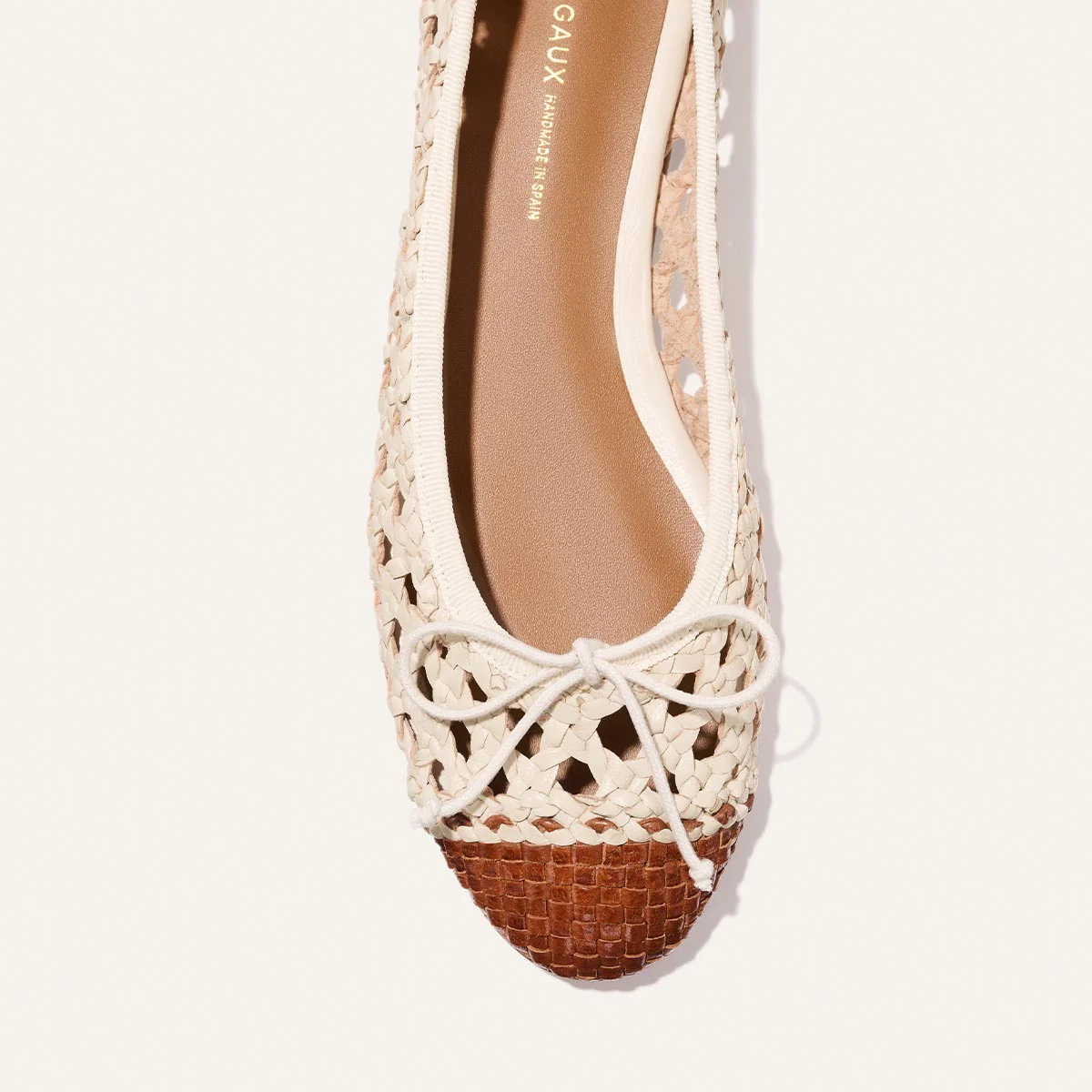 The Demi - Ecru and Saddle Woven Leather - Image 6