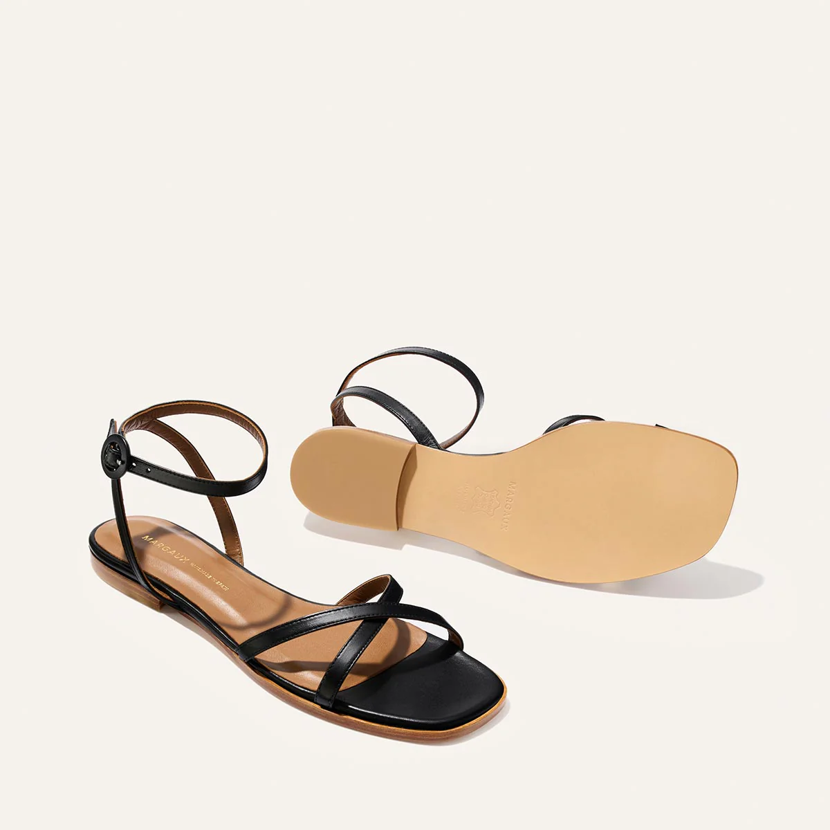 The Flat Sandal - Black Nappa - Image 5