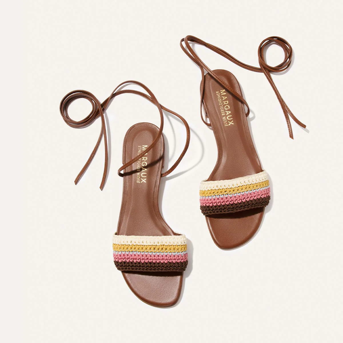 The Isla Wrap Sandal - Cognac and Multicolor Crochet - Image 4