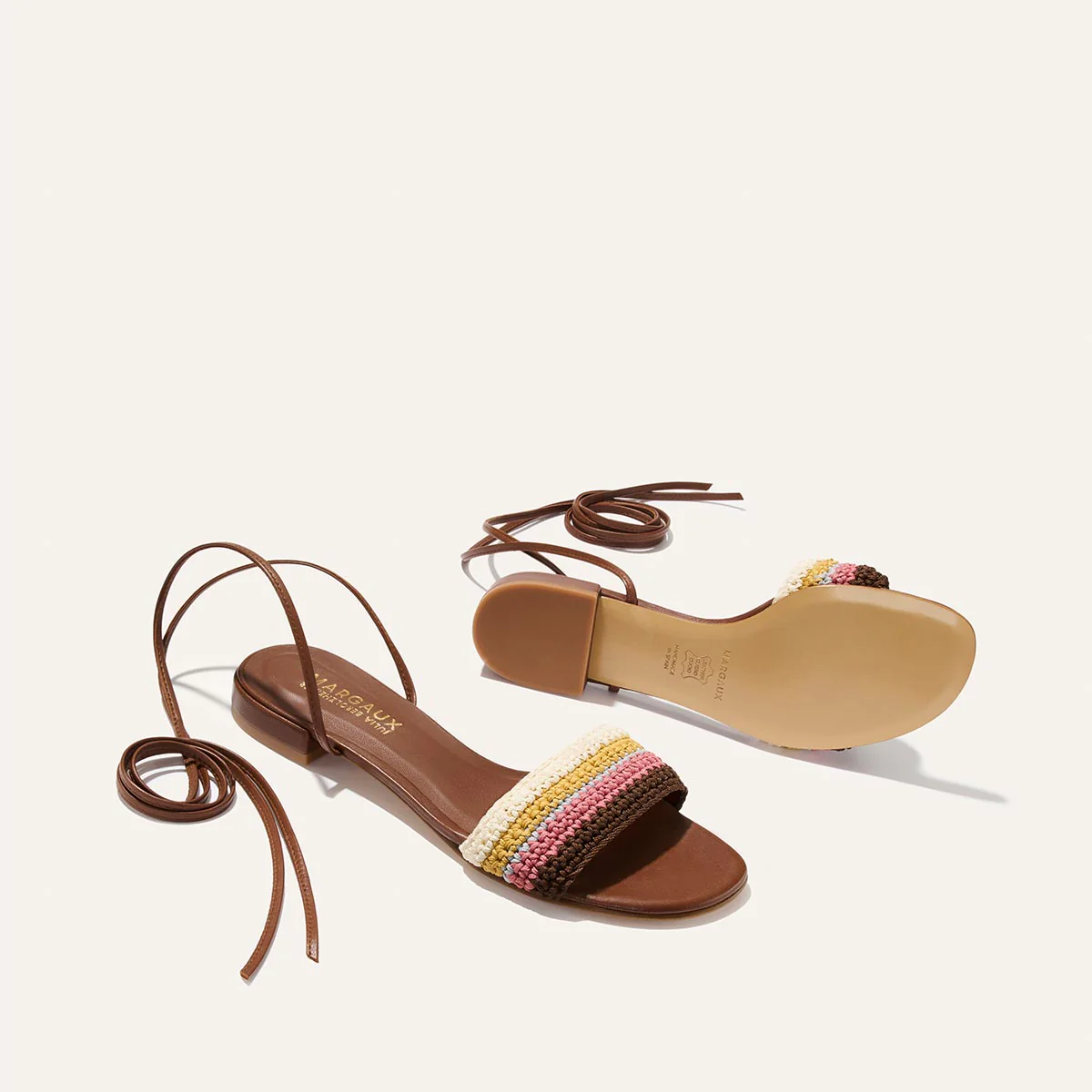 The Isla Wrap Sandal - Cognac and Multicolor Crochet - Image 5