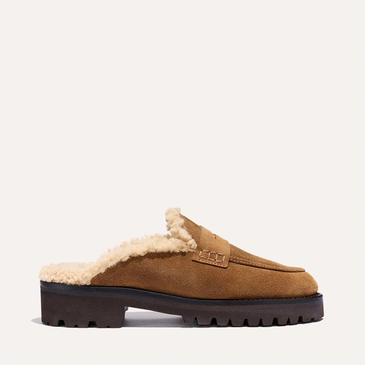 The Marlowe Mule - Walnut Suede and Shearling