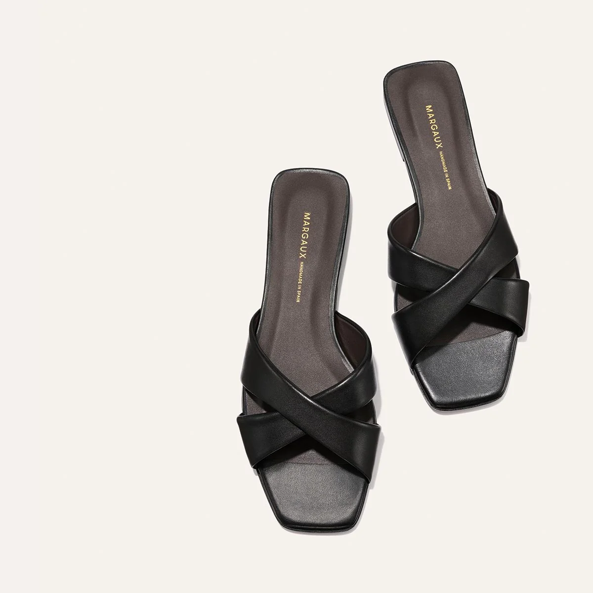 The Selene Flat Sandal - Black Nappa - Image 3