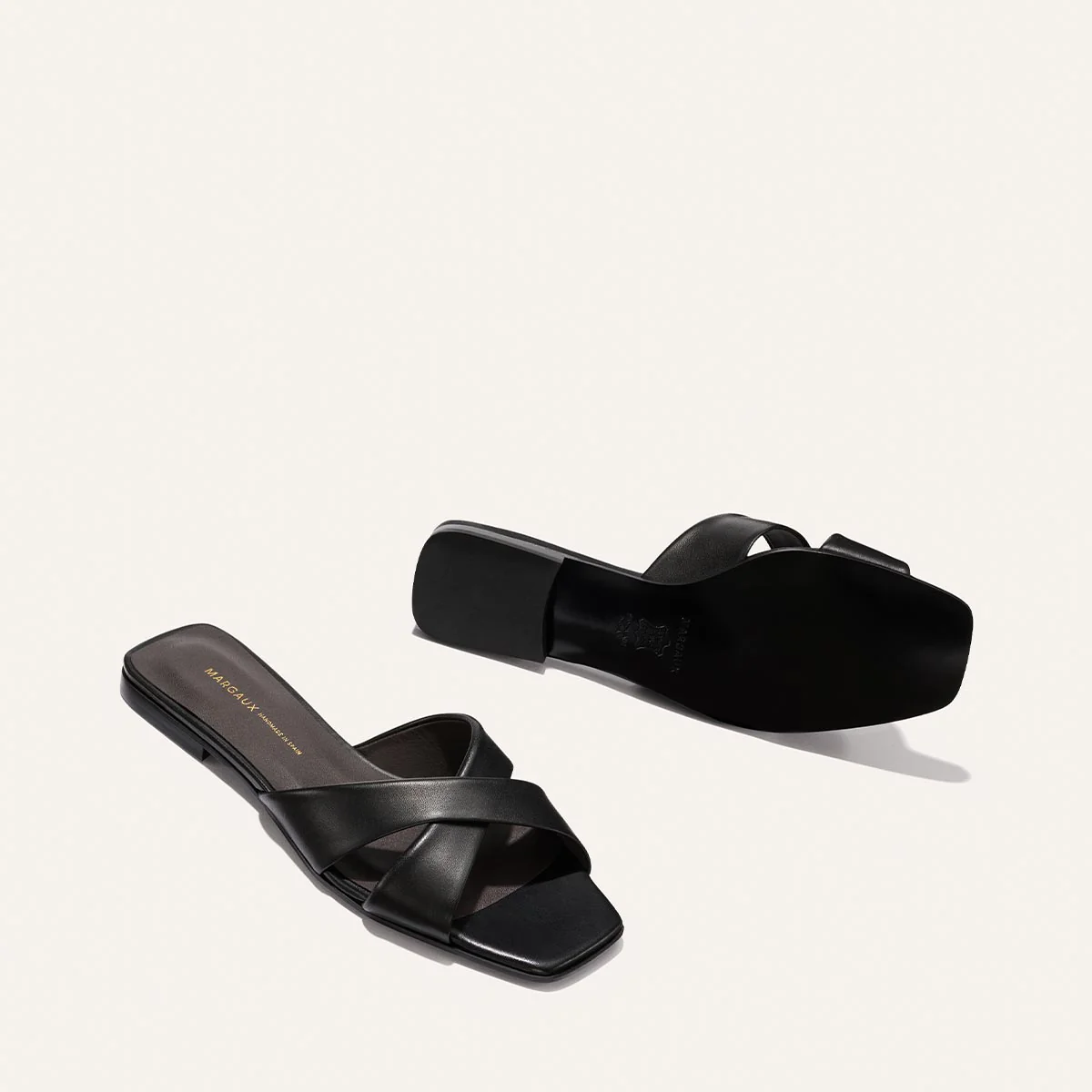The Selene Flat Sandal - Black Nappa - Image 4