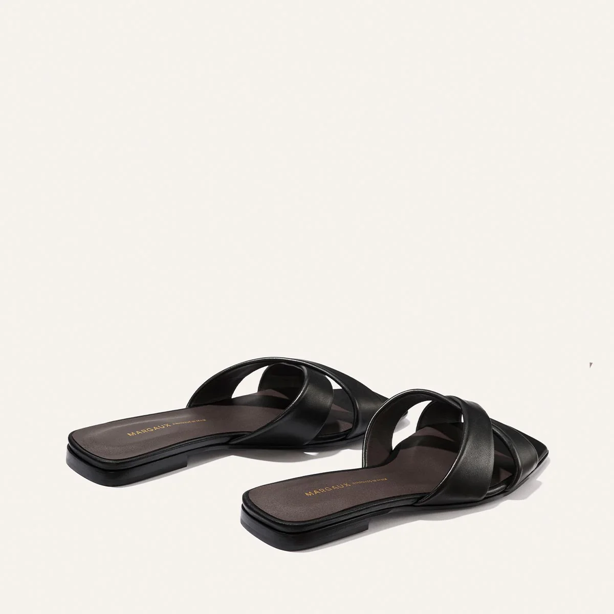 The Selene Flat Sandal - Black Nappa - Image 5