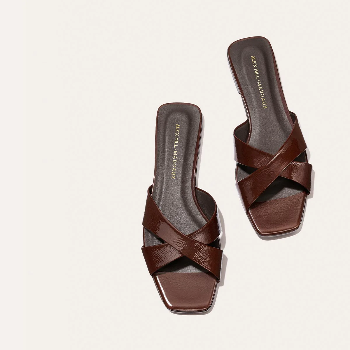 Alex Mill x Margaux: The Selene Flat Sandal - Espresso Crinkle Patent - Image 4
