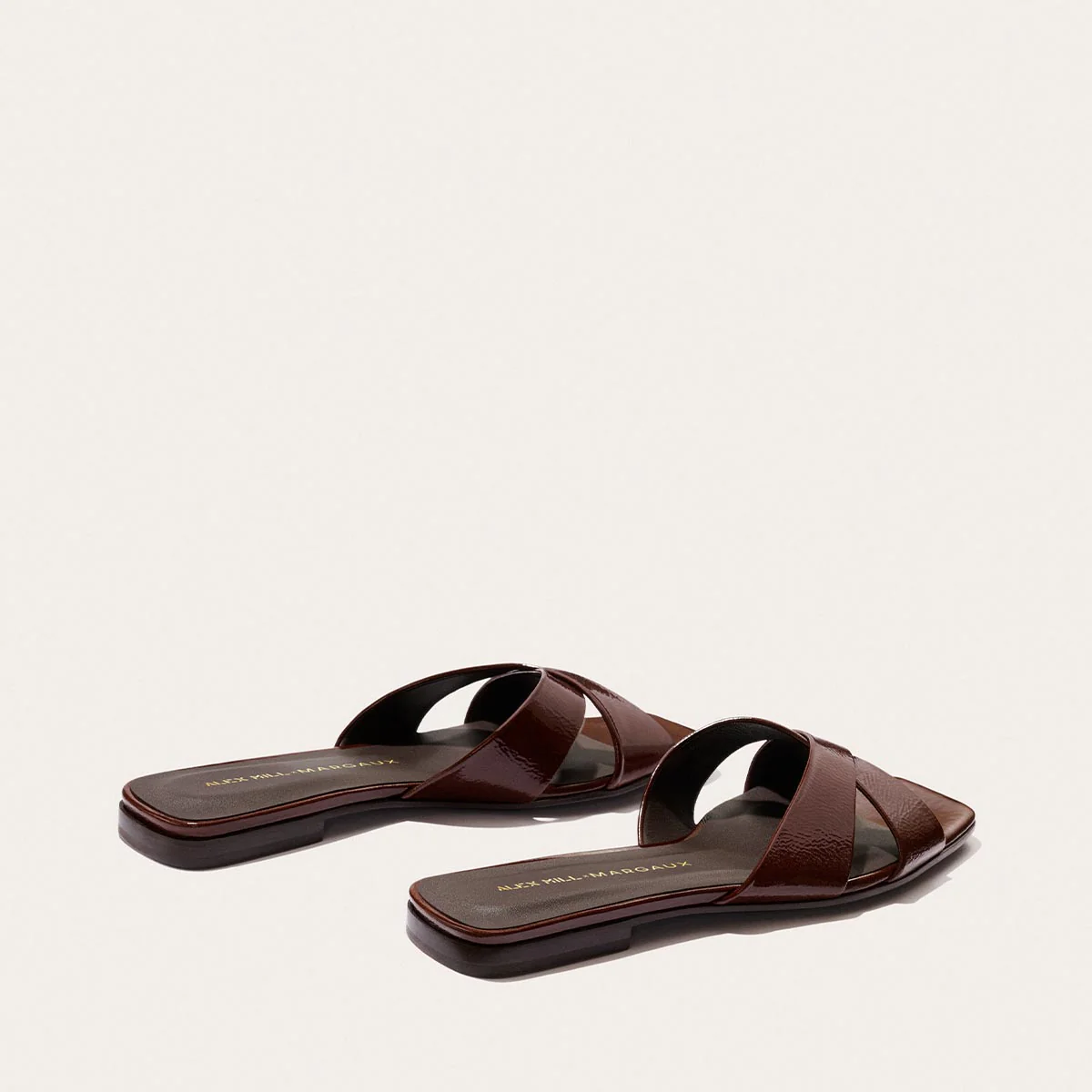 Alex Mill x Margaux: The Selene Flat Sandal - Espresso Crinkle Patent - Image 6