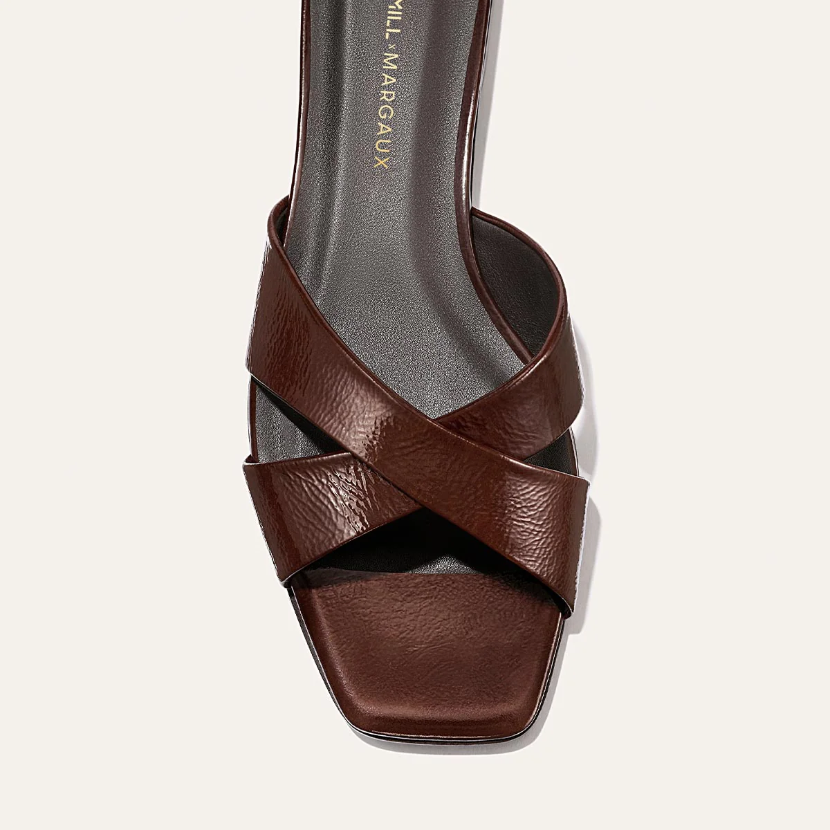 Alex Mill x Margaux: The Selene Flat Sandal - Espresso Crinkle Patent - Image 7