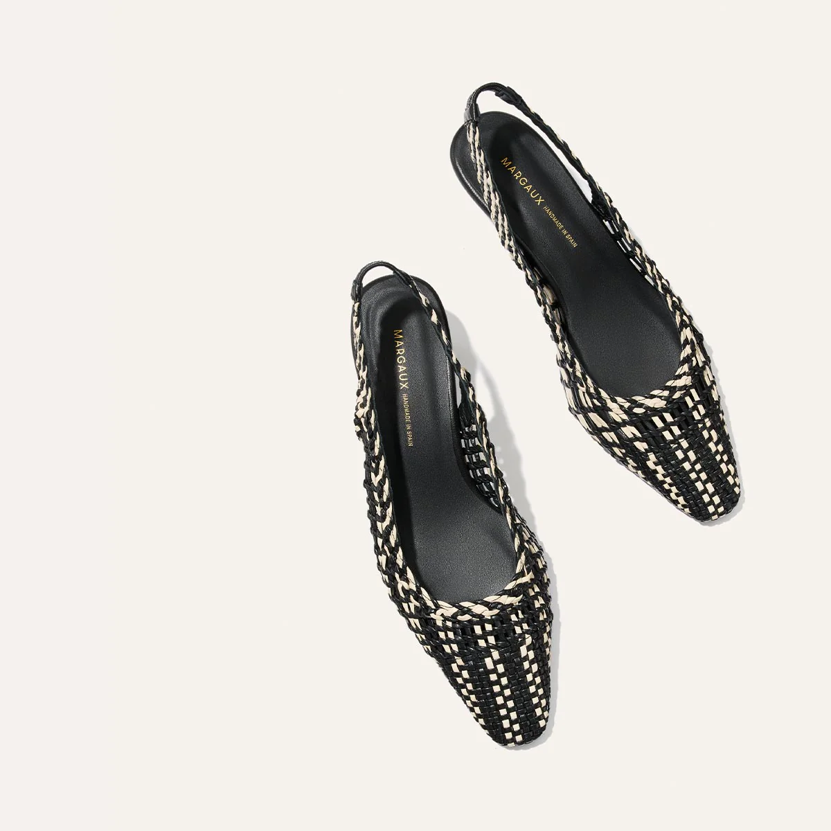 The Sofia Sling - Black and Ecru Woven Leather - Image 3