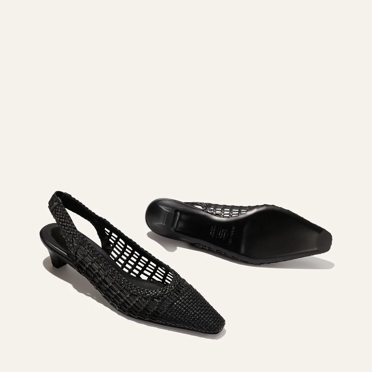 The Sofia Sling - Black Woven Leather - Image 6